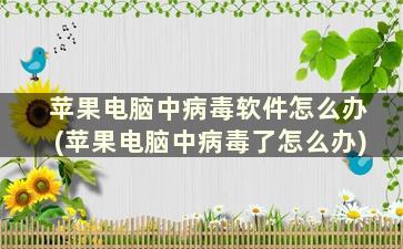 苹果电脑中病毒软件怎么办(苹果电脑中病毒了怎么办)