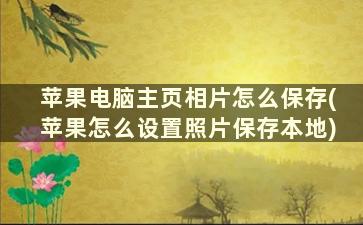 苹果电脑主页相片怎么保存(苹果怎么设置照片保存本地)