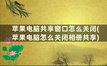 苹果电脑共享窗口怎么关闭(苹果电脑怎么关闭相册共享)