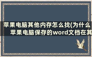 苹果电脑其他内存怎么找(为什么苹果电脑保存的word文档在其他电脑里无法打开)