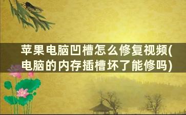 苹果电脑凹槽怎么修复视频(电脑的内存插槽坏了能修吗)