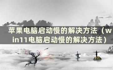 苹果电脑启动慢的解决方法（win11电脑启动慢的解决方法）