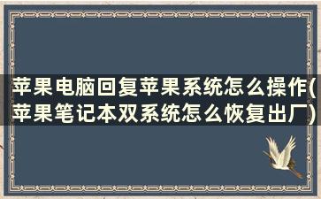 苹果电脑回复苹果系统怎么操作(苹果笔记本双系统怎么恢复出厂)