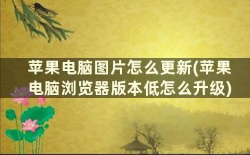 苹果电脑图片怎么更新(苹果电脑浏览器版本低怎么升级)