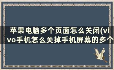 苹果电脑多个页面怎么关闭(vivo手机怎么关掉手机屏幕的多个页面)