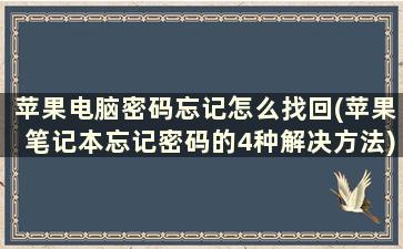 苹果电脑密码忘记怎么找回(苹果笔记本忘记密码的4种解决方法)