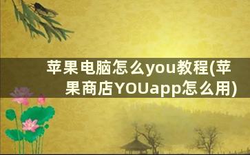 苹果电脑怎么you教程(苹果商店YOUapp怎么用)