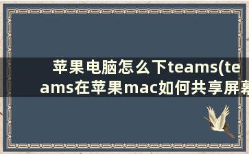 苹果电脑怎么下teams(teams在苹果mac如何共享屏幕)