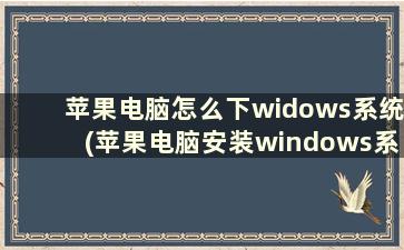 苹果电脑怎么下widows系统(苹果电脑安装windows系统详细步骤)