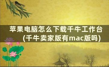 苹果电脑怎么下载千牛工作台(千牛卖家版有mac版吗)