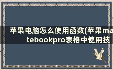 苹果电脑怎么使用函数(苹果matebookpro表格中使用技巧)