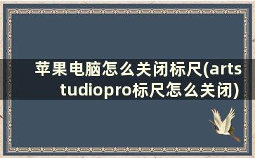 苹果电脑怎么关闭标尺(artstudiopro标尺怎么关闭)