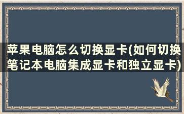 苹果电脑怎么切换显卡(如何切换笔记本电脑集成显卡和独立显卡)