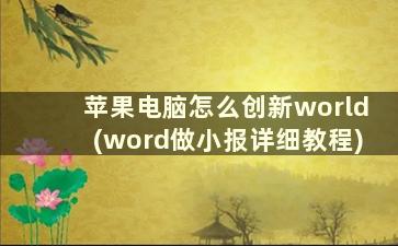 苹果电脑怎么创新world(word做小报详细教程)