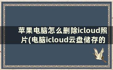 苹果电脑怎么删除icloud照片(电脑icloud云盘储存的照片怎么删)