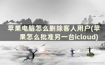 苹果电脑怎么删除客人用户(苹果怎么批准另一台icloud)