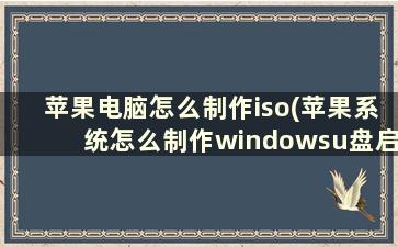 苹果电脑怎么制作iso(苹果系统怎么制作windowsu盘启动盘)