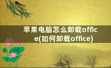 苹果电脑怎么卸载office(如何卸载office)