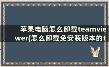 苹果电脑怎么卸载teamviewer(怎么卸载免安装版本的teamviewer，因为今天电脑被被人远程了，我怕后续还会被他偷偷远程)