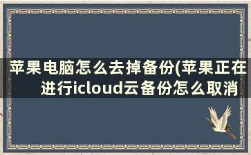 苹果电脑怎么去掉备份(苹果正在进行icloud云备份怎么取消)