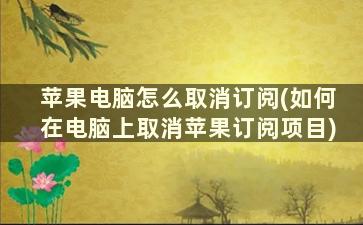 苹果电脑怎么取消订阅(如何在电脑上取消苹果订阅项目)