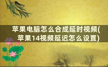 苹果电脑怎么合成延时视频(苹果14视频延迟怎么设置)