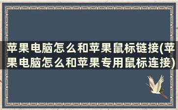 苹果电脑怎么和苹果鼠标链接(苹果电脑怎么和苹果专用鼠标连接)