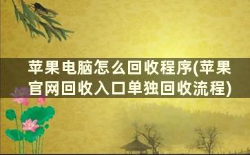 苹果电脑怎么回收程序(苹果官网回收入口单独回收流程)