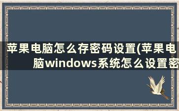 苹果电脑怎么存密码设置(苹果电脑windows系统怎么设置密码)