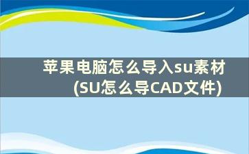 苹果电脑怎么导入su素材(SU怎么导CAD文件)