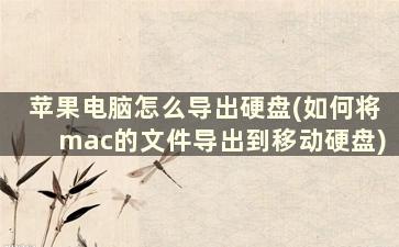 苹果电脑怎么导出硬盘(如何将mac的文件导出到移动硬盘)