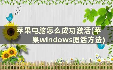 苹果电脑怎么成功激活(苹果windows激活方法)