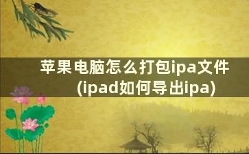 苹果电脑怎么打包ipa文件(ipad如何导出ipa)