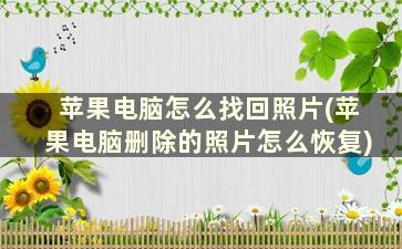 苹果电脑怎么找回照片(苹果电脑删除的照片怎么恢复)