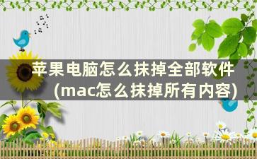 苹果电脑怎么抹掉全部软件(mac怎么抹掉所有内容)