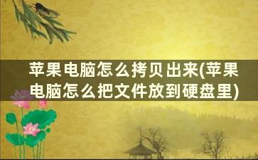 苹果电脑怎么拷贝出来(苹果电脑怎么把文件放到硬盘里)