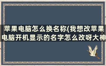 苹果电脑怎么换名称(我想改苹果电脑开机显示的名字怎么改呀大神)