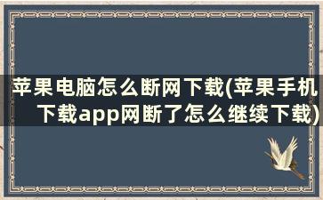 苹果电脑怎么断网下载(苹果手机下载app网断了怎么继续下载)