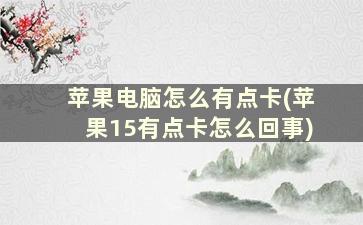 苹果电脑怎么有点卡(苹果15有点卡怎么回事)