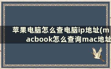 苹果电脑怎么查电脑ip地址(macbook怎么查询mac地址)