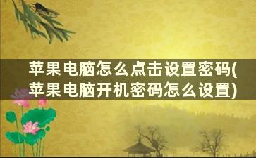 苹果电脑怎么点击设置密码(苹果电脑开机密码怎么设置)