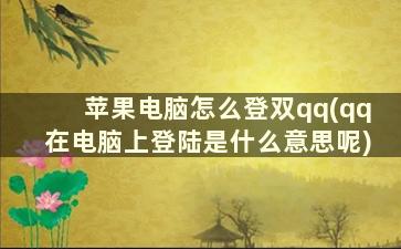 苹果电脑怎么登双qq(qq在电脑上登陆是什么意思呢)