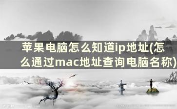 苹果电脑怎么知道ip地址(怎么通过mac地址查询电脑名称)