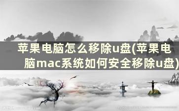 苹果电脑怎么移除u盘(苹果电脑mac系统如何安全移除u盘)