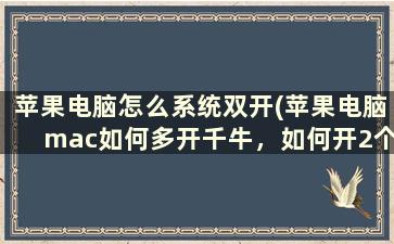 苹果电脑怎么系统双开(苹果电脑mac如何多开千牛，如何开2个以上的千牛)