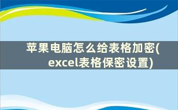 苹果电脑怎么给表格加密(excel表格保密设置)