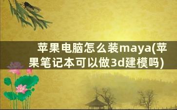 苹果电脑怎么装maya(苹果笔记本可以做3d建模吗)