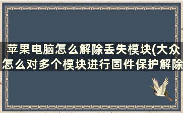 苹果电脑怎么解除丢失模块(大众怎么对多个模块进行固件保护解除)