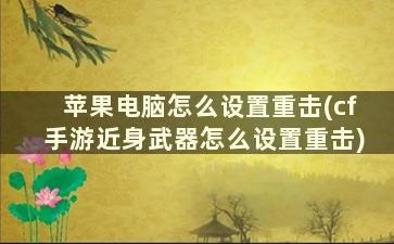 苹果电脑怎么设置重击(cf手游近身武器怎么设置重击)