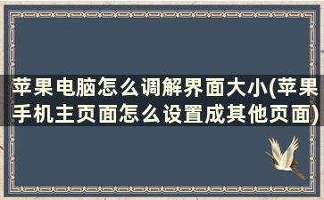 苹果电脑怎么调解界面大小(苹果手机主页面怎么设置成其他页面)